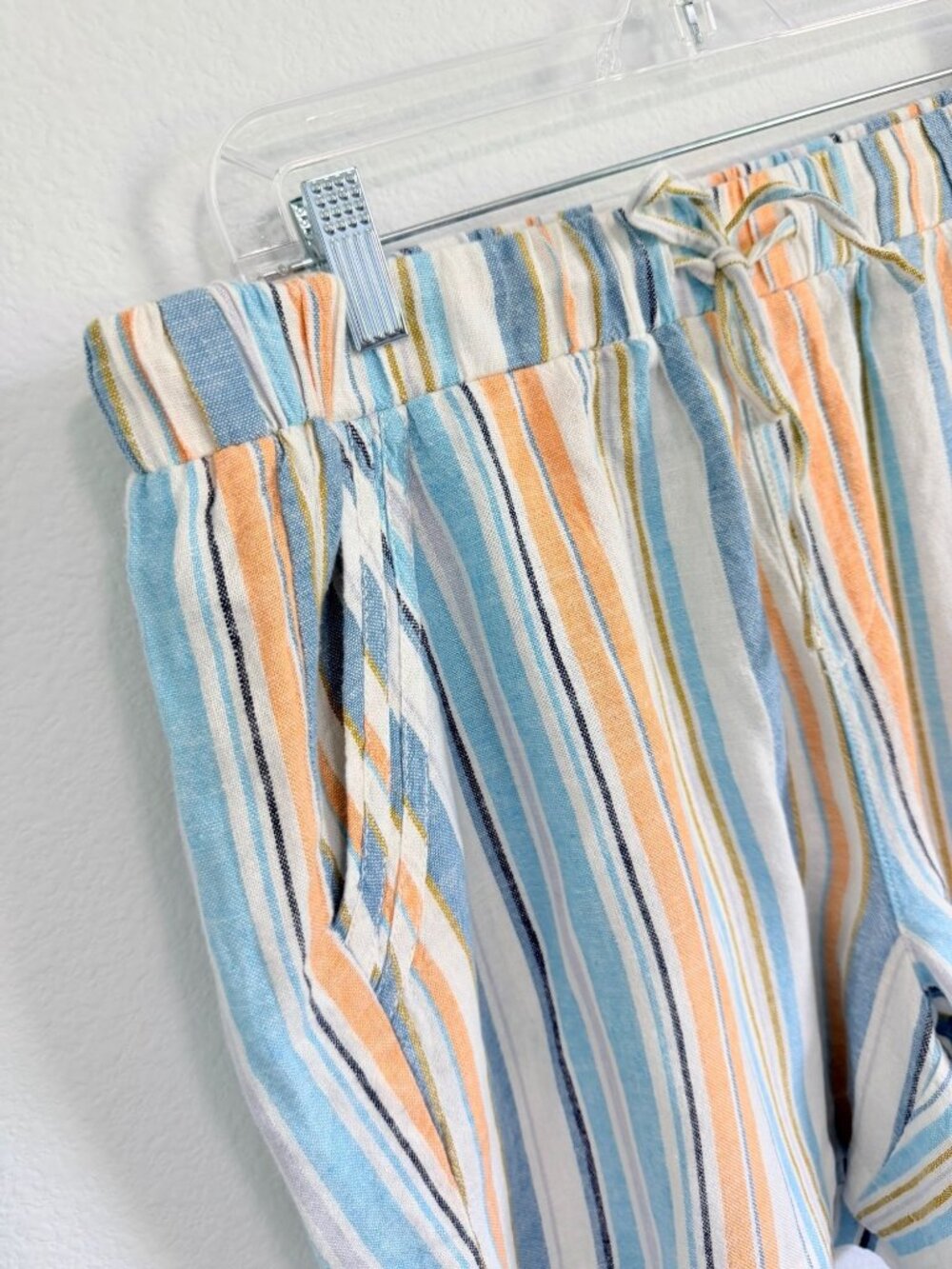 BRIGGS Multicolor Striped Linen Blend Pull On Shorts Women's Size L - Picture 5 of 8